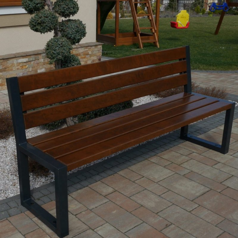 Ławka nowoczesna z oparciem - bez podłokietników 182x65x87h