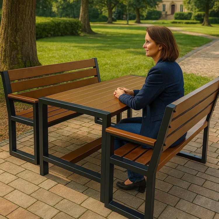 ławki ogrodowe ze stołem drewnianym.jpg