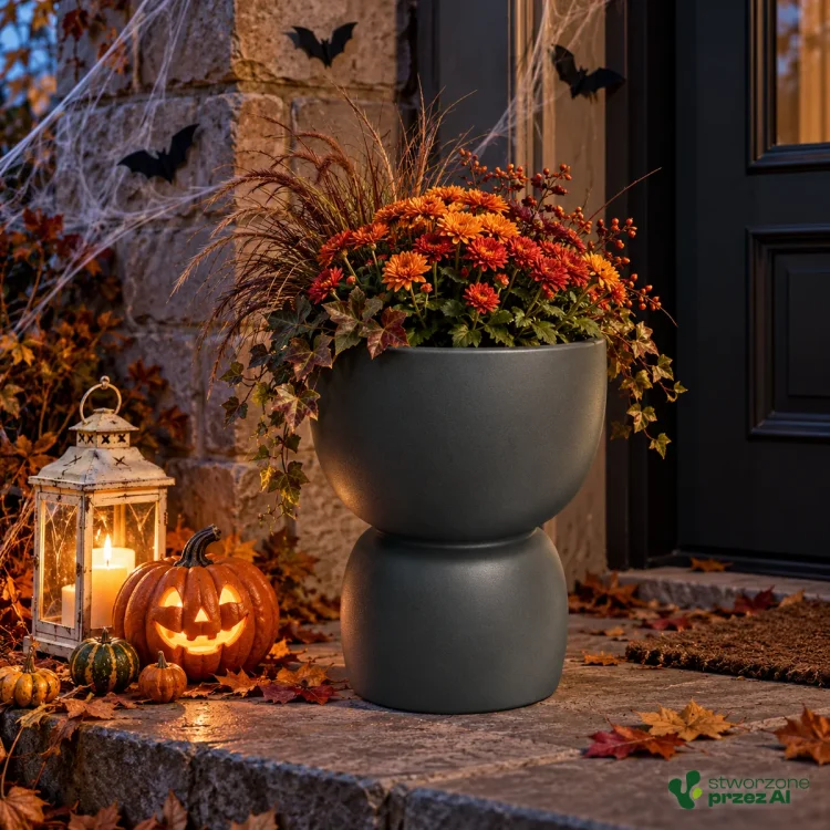 Donica Duala – jesienna aranżacja Halloween (AI)
