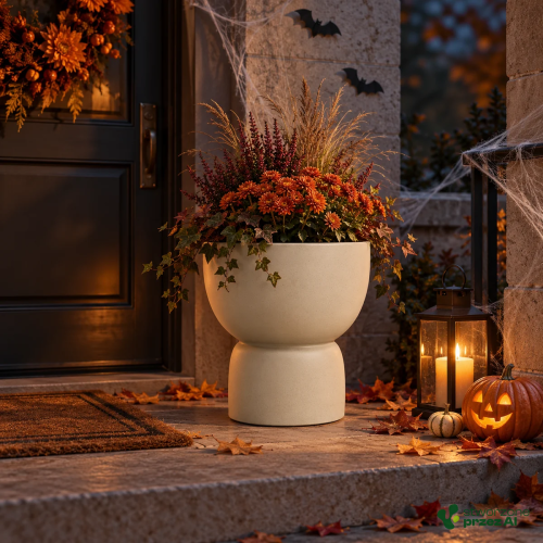 Donica Duala – jesienna aranżacja Halloween (AI)