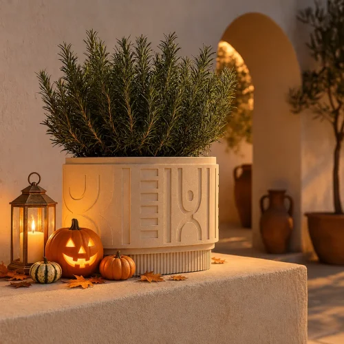 Donica Folka Round Case 78x38x56h TFOC80 – jesienna aranżacja Halloween