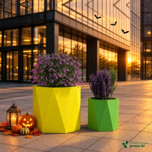 Duża donica Ceres | wys. 70cm | szer. 75cm | – jesienna aranżacja Halloween (AI)