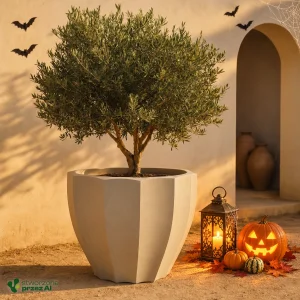 Donica Rona Round 80x72h TR80 – jesienna aranżacja Halloween (AI)
