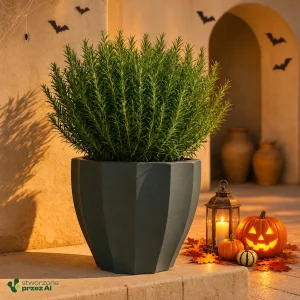 Donica Rona Round 40x36h TR40 – jesienna aranżacja Halloween (AI)