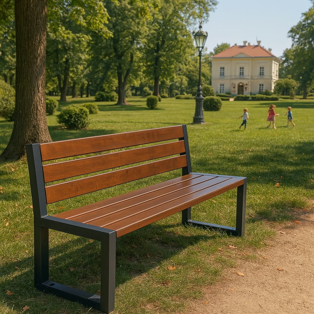 Ławka nowoczesna z oparciem - bez podłokietników 182x65x87h