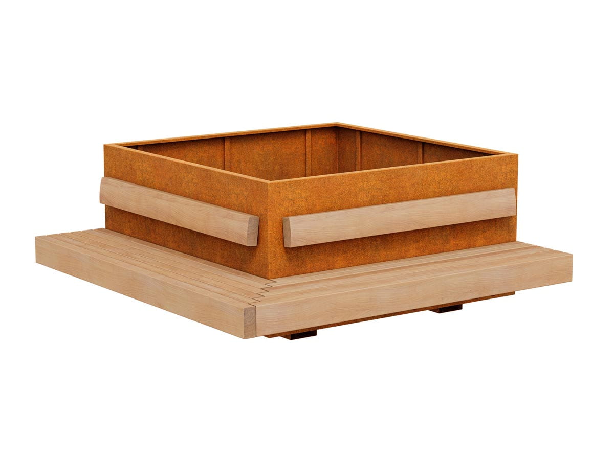 Ławko-donica Corten BASTIDOR 7 245x245x95h